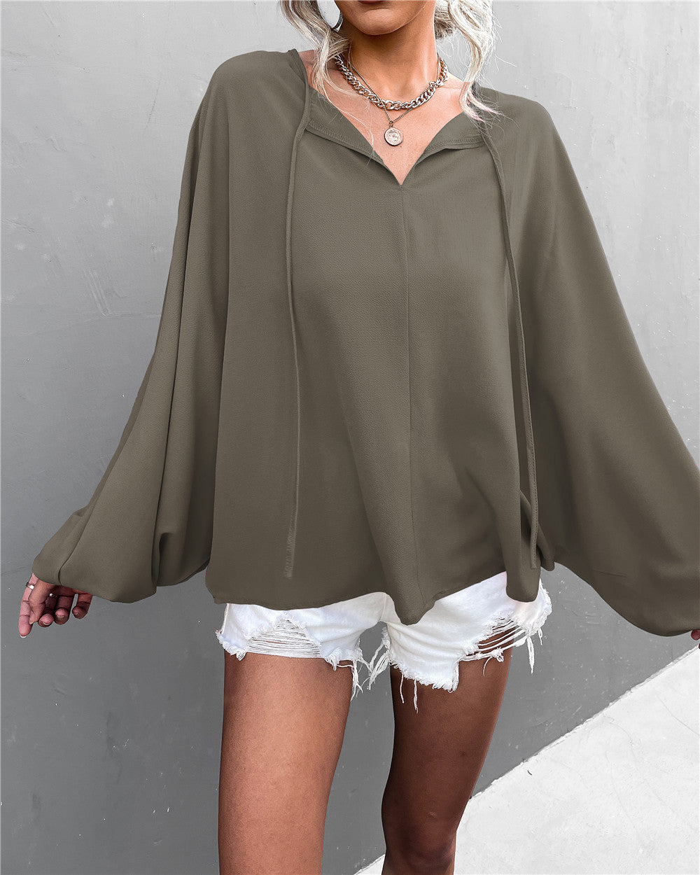 Batwing Sleeve Loose Wholesale Blouse For St. Patrick'S Day