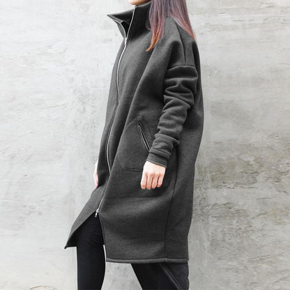 Solid Color Hooded Pocket Zipper Wholesale Womens Coats