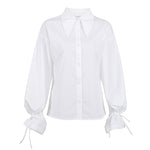 Long Sleeve White Bow Wholesale Blouse Fashion