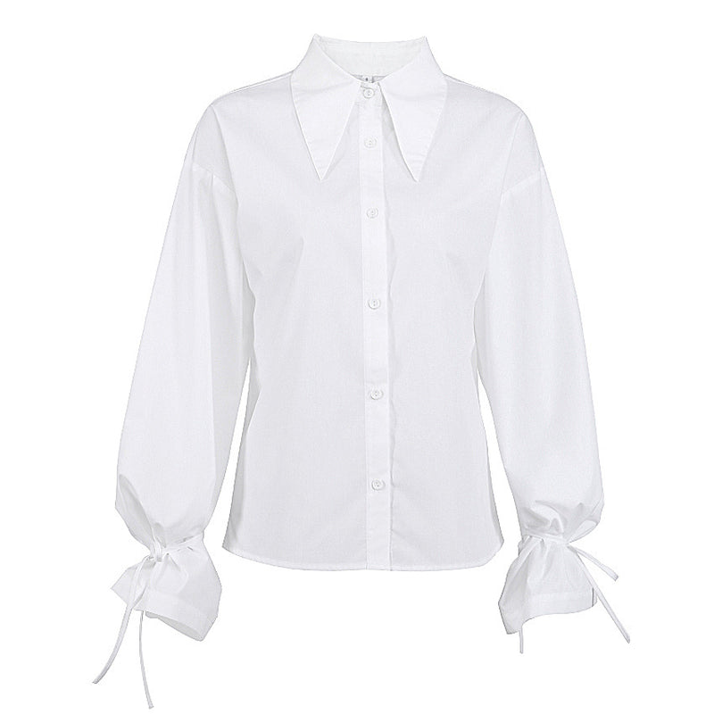 Long Sleeve White Bow Wholesale Blouse Fashion