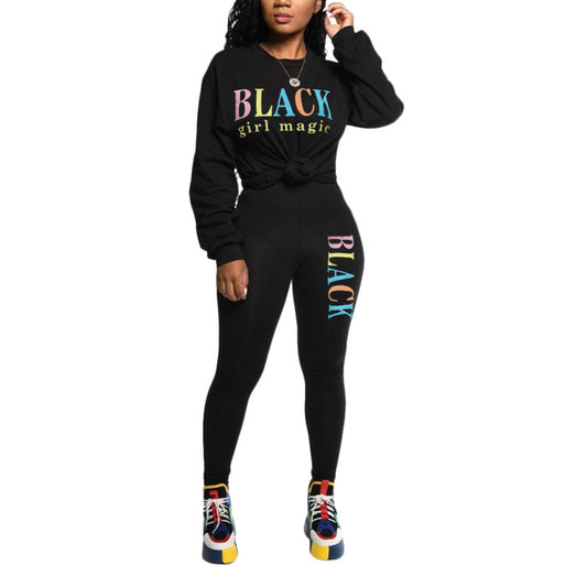 2pcs Wholesale Sweatsuit Pants Letter Sweatshirt + Leggings-01