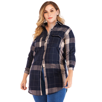 Checked Plus Size Blouse For Women