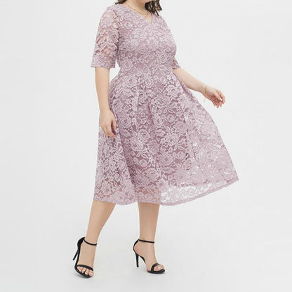 Pink Plus Size Lace T Shirt Wholesale Dress