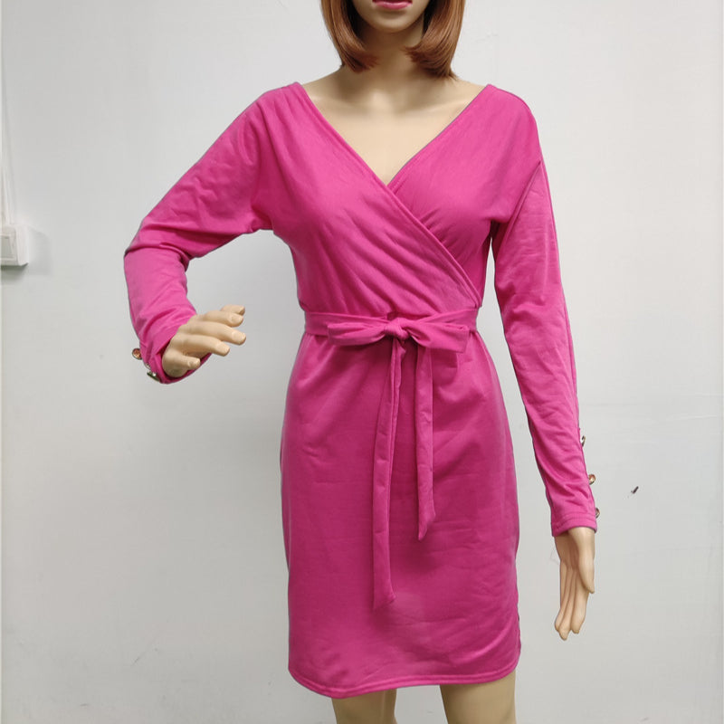 Low Cut Solid Wholesale Women Dress