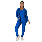 Three-piece Solid Color Jacket And Trousers And Vest Sports Suit