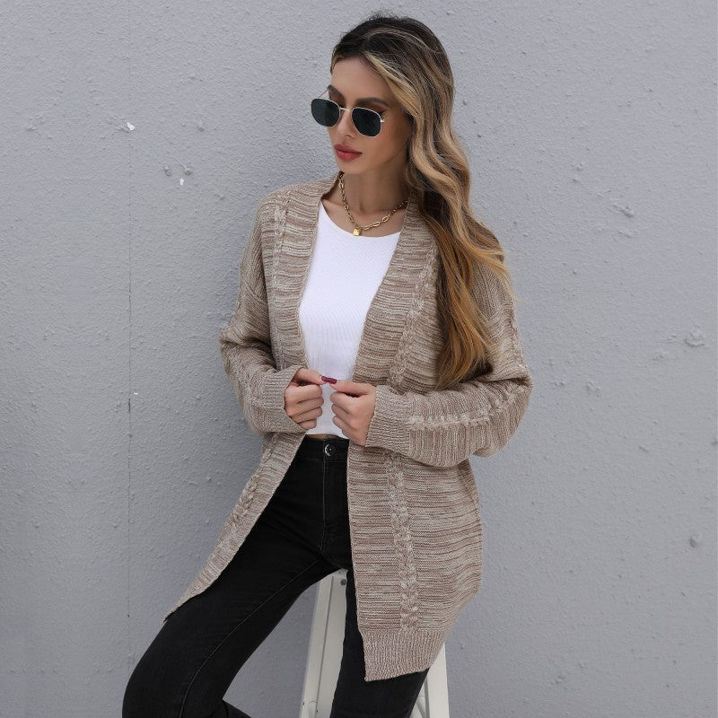 Fashion Women Coat Long Sleeve Mid Length Cardigan Sweater Wholesale Clothing Vendors
