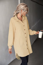 Irregular Button Shirt Jacket Midi Coats Wholesale Womens Tops