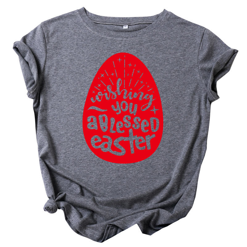 Women Fashion Easter Print Wholesale T-shirts Summer