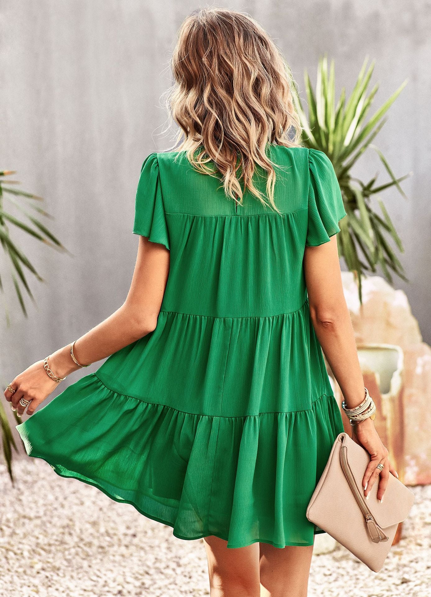 Elegant Puff Sleeve Smocked Dress Wholesale Dresses