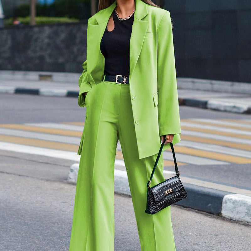 Office Solid Color Long Sleeve Casual Commuter Two-Piece Suit Wholesale Women Clothing