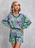 Lapel Long Sleeve Shirts & Shorts Solid Color Cotton & Linen Casual Suits Wholesale 2 Piece Women'S