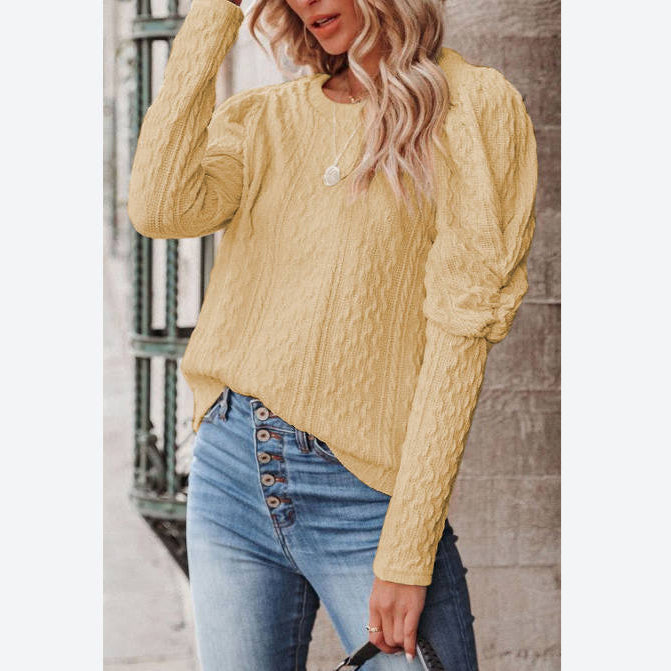 Solid Color Round Neck Knit Sweater Wholesale Womens Tops
