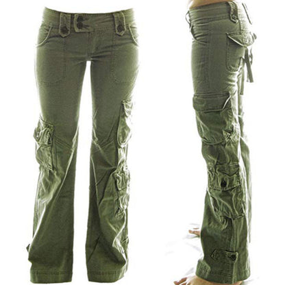 Casual Multi Pocket Loose Flared Trousers Wholesale Pants