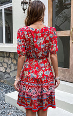 Ethnic Style Print V Neck Resort Dresses Wholesale Bohemian Dress For Women