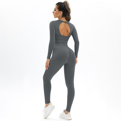 Knit Backless Short Tops & Leggings Seamless Yoga Suits Wholesale Activewear Sets