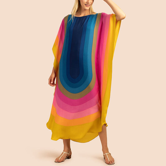 Iridescent Loose Beach Vacation Sun Protection Maxi Dress Bikini Cover Up Wholesale Dresses