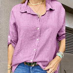 Cotton Linen Loose Casual Long Sleeve Shirt Wholesale Womens Tops