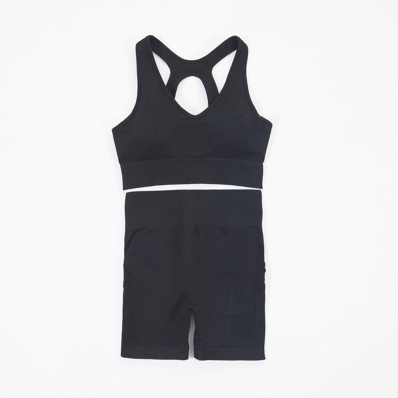 Athletic Bra & Shorts Womens 2pcs Seamless Wholesale Workout Clothes