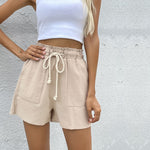 Loose Drawstring Cotton And Linen Shorts Wholesale