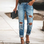 Sexy Slim Straight Leg Pants Ripped Denim Trousers Wholesale Jeans For Women