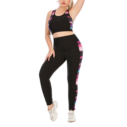 Curvy Fitness Yoga Suits Sport Bra & Leggings Striped Print Womens Workout Clothes Plus Size Two Piece Sets Wholesale