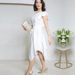 Fashion Square Neck Ruffle Sleeve Dress Irregular Solid Color Wholesale Dresses With Belt
