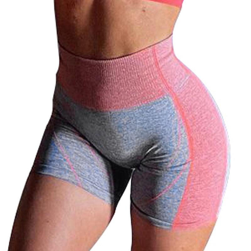 Seamless Colorblock Gym Sports Running Hip Lifting Fitness Yoga Pants Wholesale Workout Shorts Womens