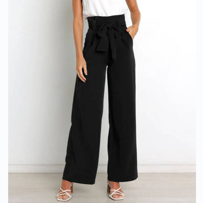 Office Women Tie-Up Business Trousers With Belts Wholesale Pants