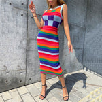 Colorblock Sleeveless Bodycon Knit Tank Dress Wholesale Dresses