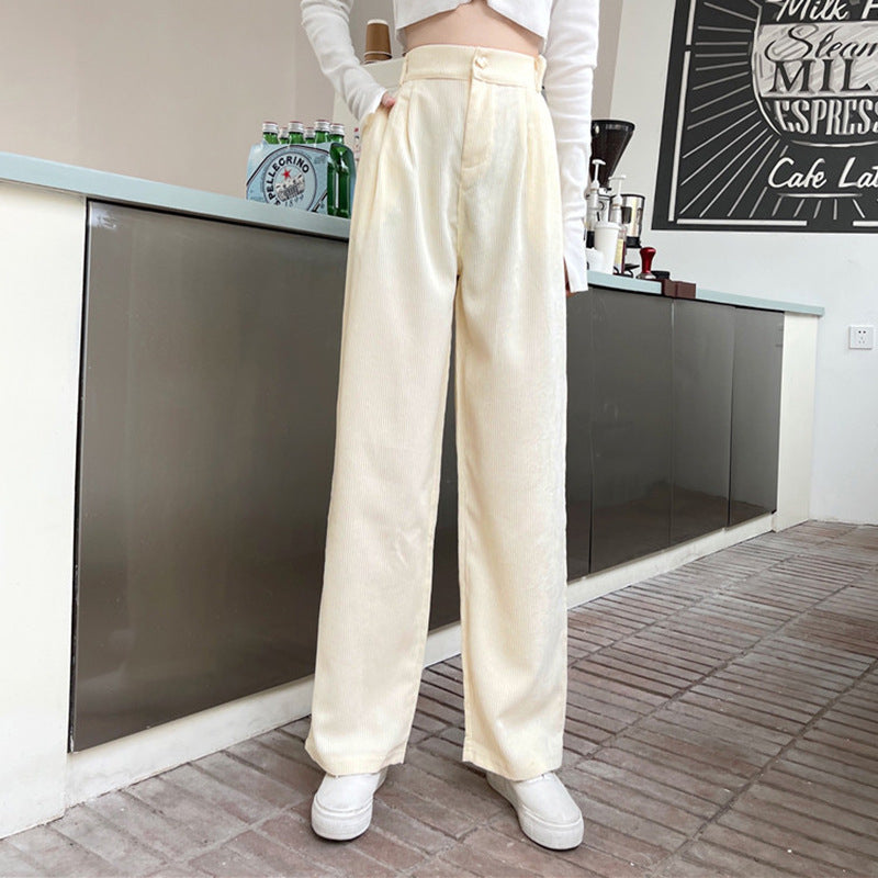 Elegant High Waist Corduroy Trousers Wholesale Pants