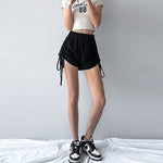 Sexy High Waist Pleated Drawstring Solid Color Casual Women Wholesale Shorts