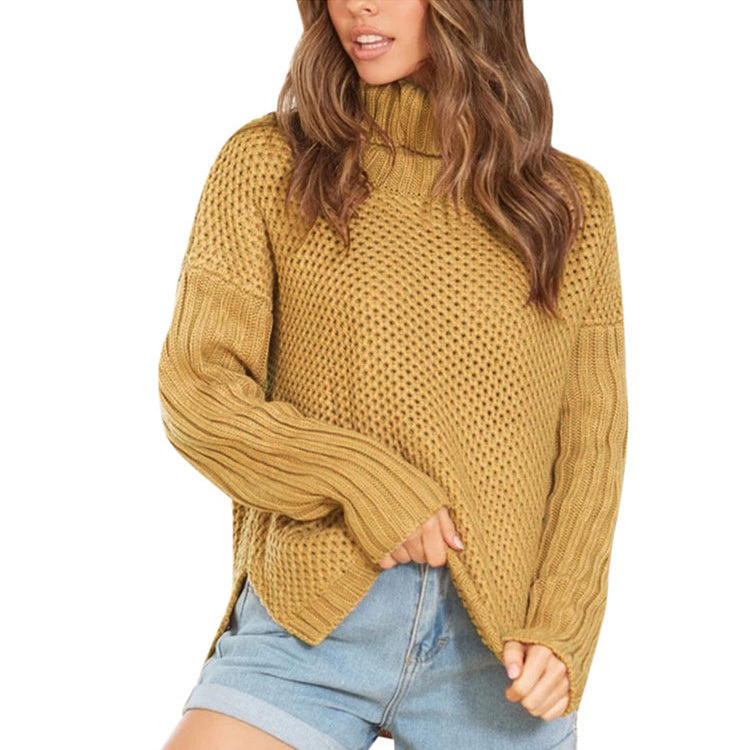 Warm Turtleneck Knit Tops Long Sleeve Loose Women Wholesale Sweater