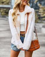 Long Sleeve Zipper Plaid Thick Fleece Jacket Wholesale Womens Tops