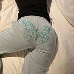 Women Butterfly Butt Embroidered Active Pants
