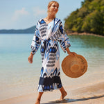Vacation Sunscreen Beach Bikini Swimsuit Blouse Printed Long-Sleeved Dress Wholesale Dresses