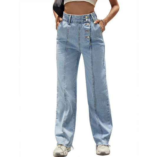 High Waist Long Straight Wide-Leg Pants Jeans Wholesale