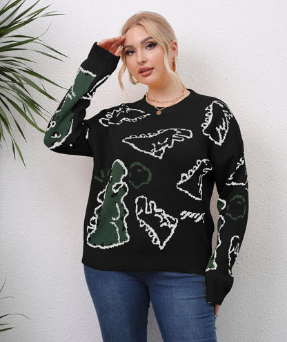 Dinosaur Personality Pullover Wholesale Plus Size Sweater