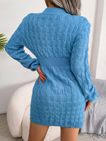Casual Twist Bottom Solid Color Knitted Slim Sweater Dress Wholesale Dresses