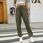 Casual Drawstring Solid Color Pockets Overalls Wholesale Pants