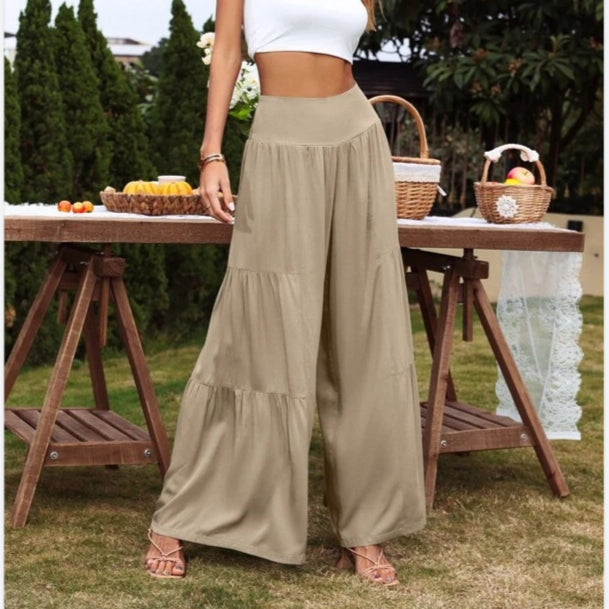 Cotton Linen Casual High Waist Women Wide Leg Loose Trousers Wholesale Pants