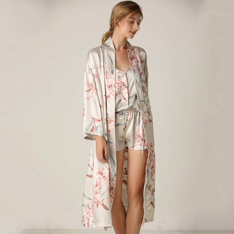 Camisole & Shorts & Mid-Length Night-Robes Floral Print Sexy Pajamas Homewear Wholesale Loungewear