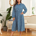 Floral Print Long Sleeve Curvy Dresses Wholesale Plus Size Clothing