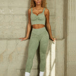 Sport Bra & Leggings Activewear Wholesale Workout Clothes Matte Color Womens 2pcs Seamless Athletic Yoga Suits