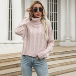 Casual Twist Turtleneck Knit Warm Sweater Wholesale Womens Tops