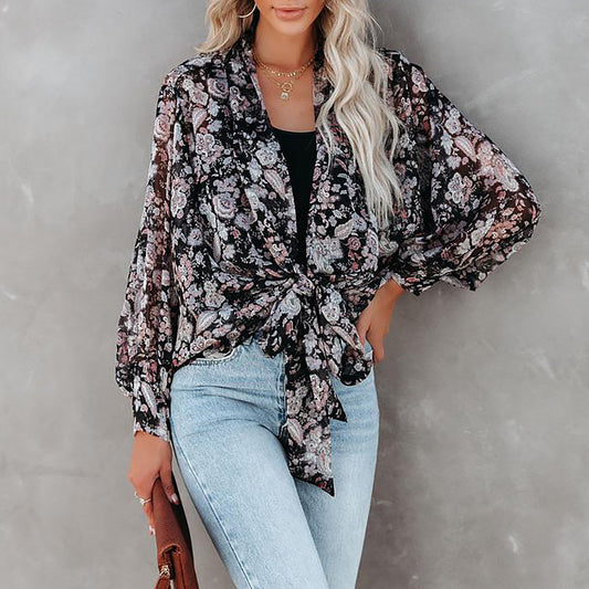 Printed Cardigan Casual Shirt Wholesale Women Clothing