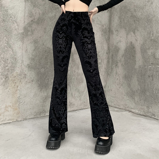 Dark Style Retro Flared Pants Women Casual Wide-Leg Wholesale Pants Online