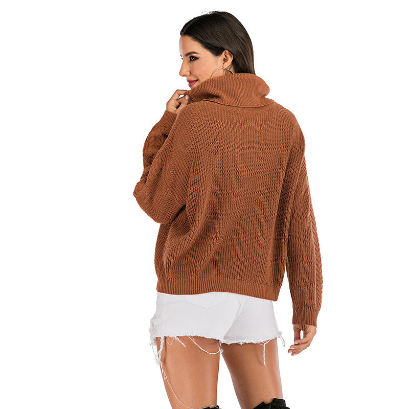 Pure Color Turtleneck Loose Sweater Women Wholesale