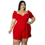 Solid Color Women Curvy Rompers Wholesale Plus Size Clothing