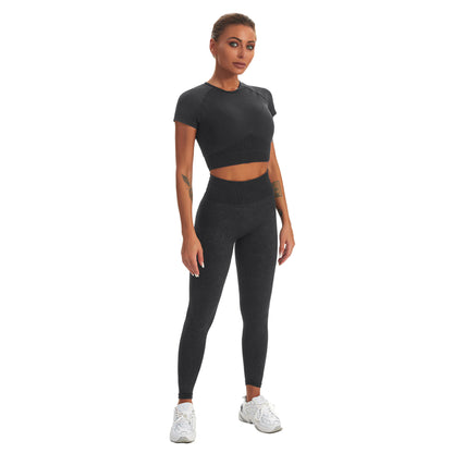 Seamless Sports Yoga Workout Wholesale Activewear Short-Sleeved Trousers Suits