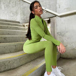 Long Sleeve Zip Cardigant & Leggings Yoga Suits  Wholesale Activewear Sets